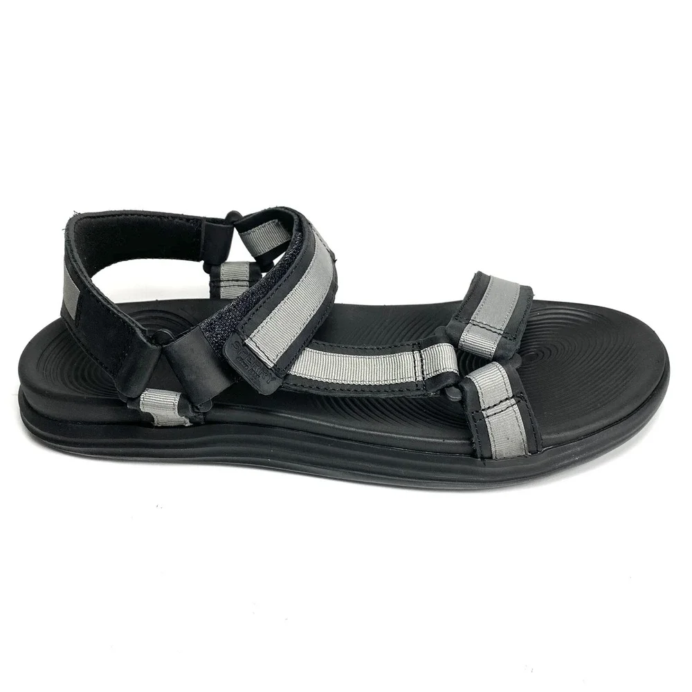 Sperry Regatta Mens Sandals Black/Gray Leather/Canvas Size 10 M NEW